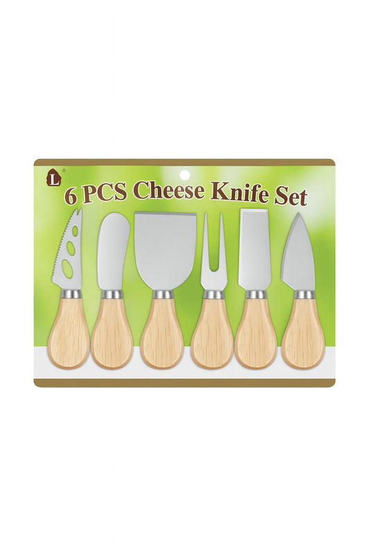 6-Piece Cheese Knife Set with Wooden Handles