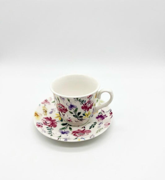 Floral Garden Espresso Cup & Saucer Set – Set of 6