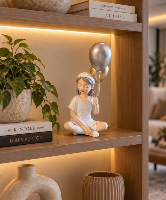 Decorative Girl Figurine with Balloons