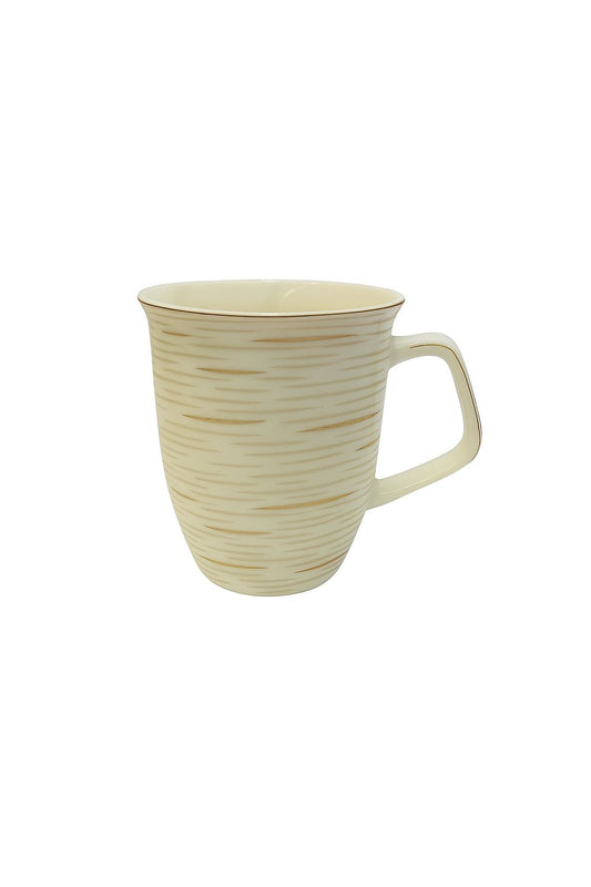 Textured Cream Porcelain Mug with Gold Rim – 1 Piece