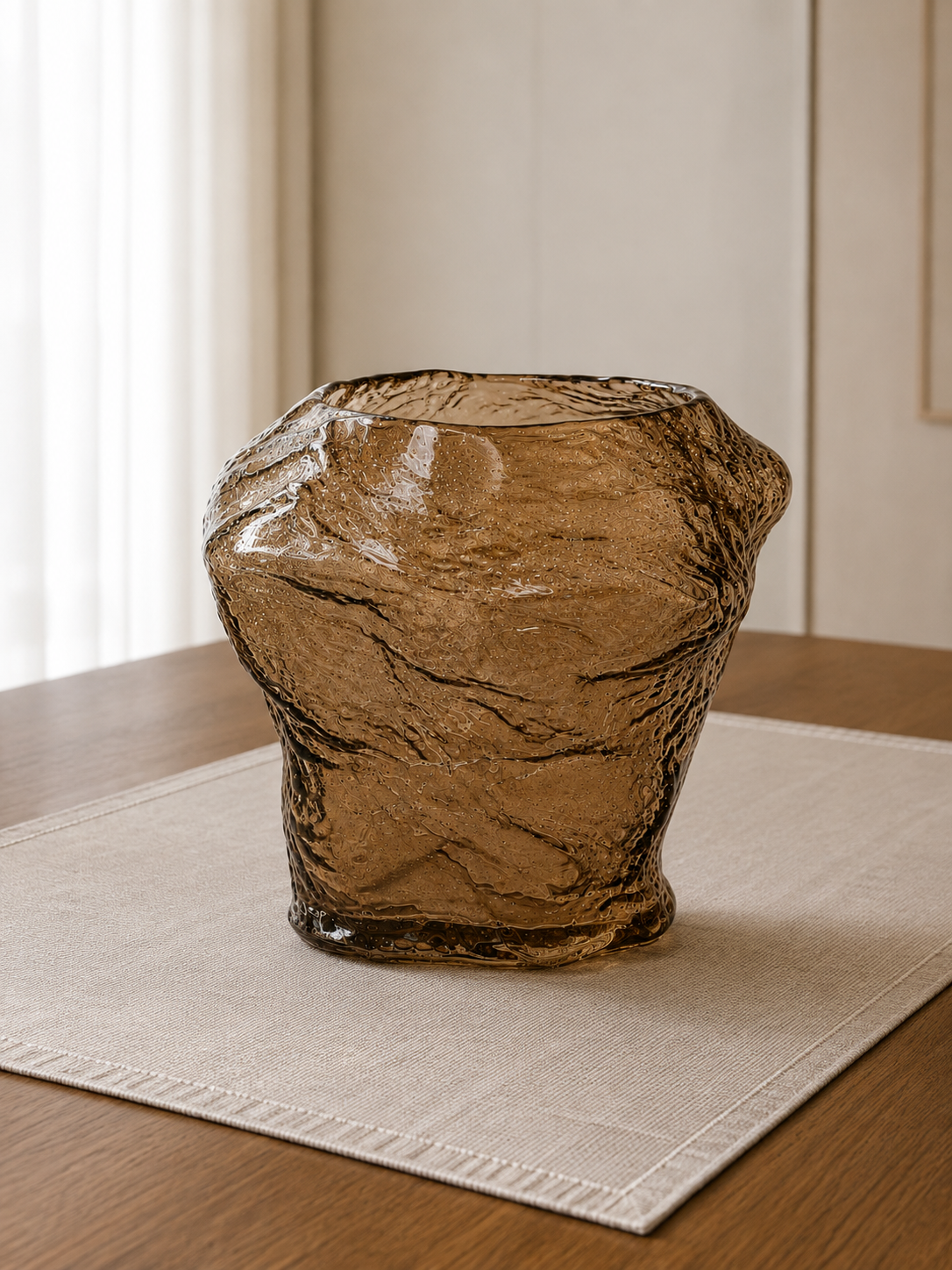 Amber Textured Glass Vase