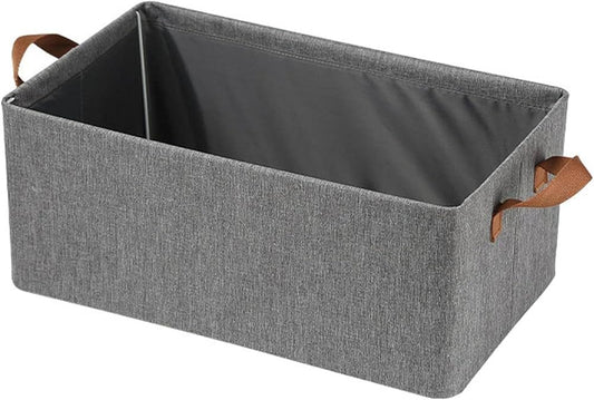 Rectangular Fabric Storage Bin – Grey with Handles