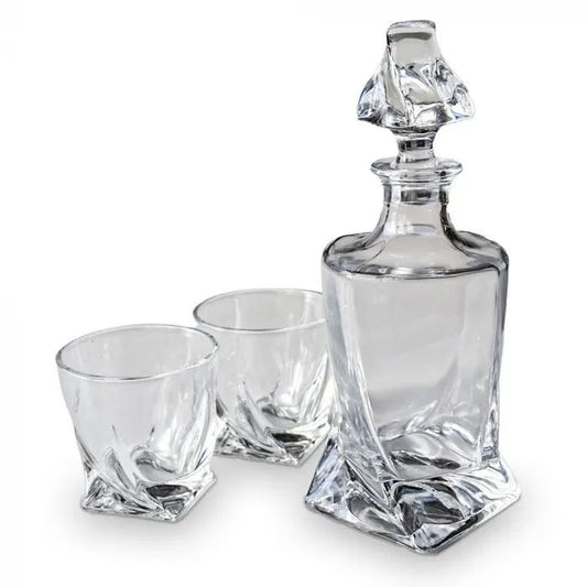 Twisted Crystal Whiskey Set – 1 Carafe & 6 Glasses