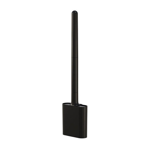 Slim Black Toilet Brush with Compact Holder