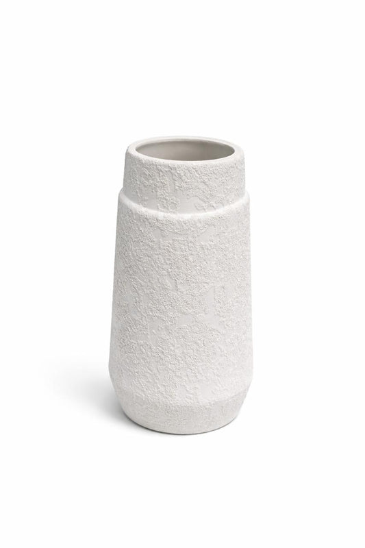 Textured White Ceramic Vase