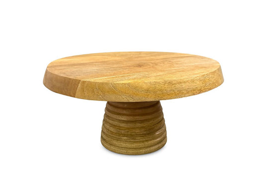 Handcrafted Round Mango Wood Cake Stand – Natural Finish