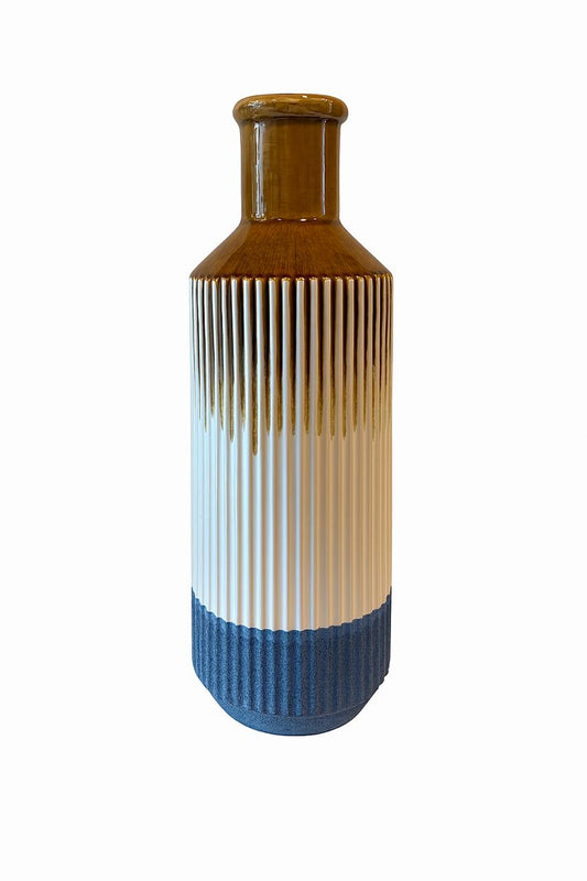 Textured Brown & Blue Vase