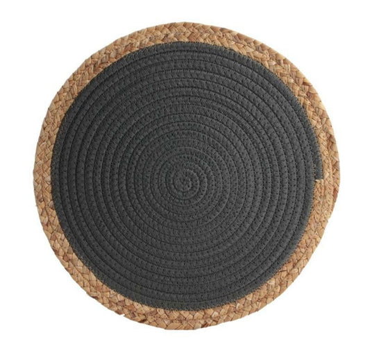 Two-Tone Woven Placemat – Charcoal & Natural