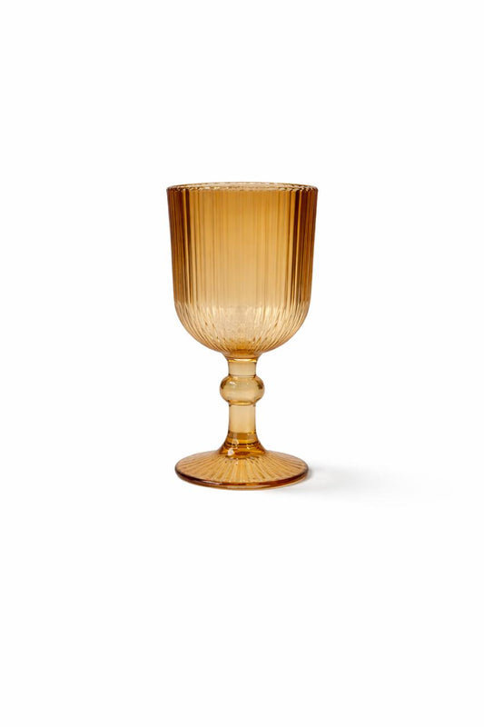 Amber Ribbed Goblet Glass Set of 6