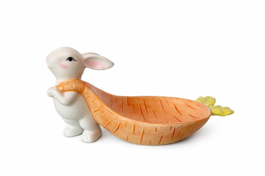 Ceramic Bunny with Carrot Garden Decoration