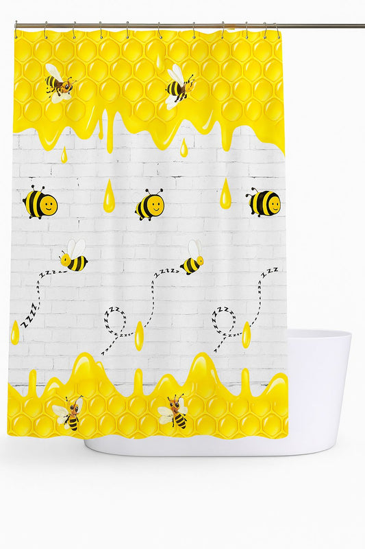 Bee & Honeycomb Shower Curtain – Playful and Bright