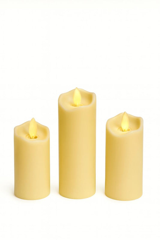 Set of 3 LED Flameless Candles – Warm Glow
