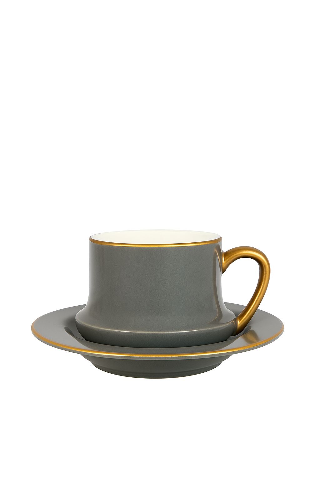 Matte Grey Turkish Coffee Set – 6 Cups with Plates