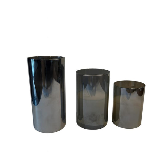 Smoked Glass Candle Holders – Set of 3