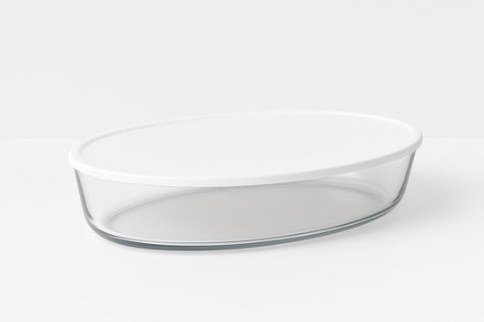 Oval Glass Food Storage Container with Lid