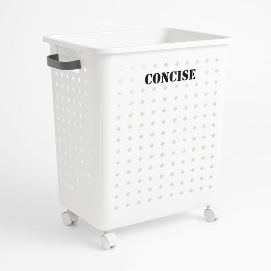 Rolling Laundry Hamper with Lid – White CONCISE Design