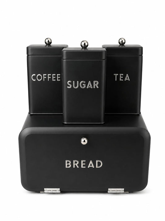 4-Piece Bread Bin & Kitchen Storage Canister Set