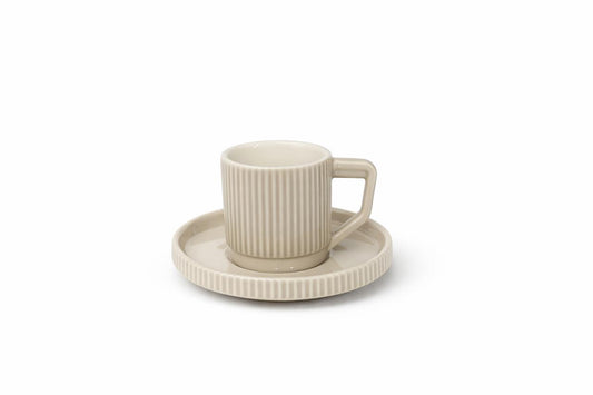 Ribbed Coffee Cup & Saucer – Minimal Design Set of 6