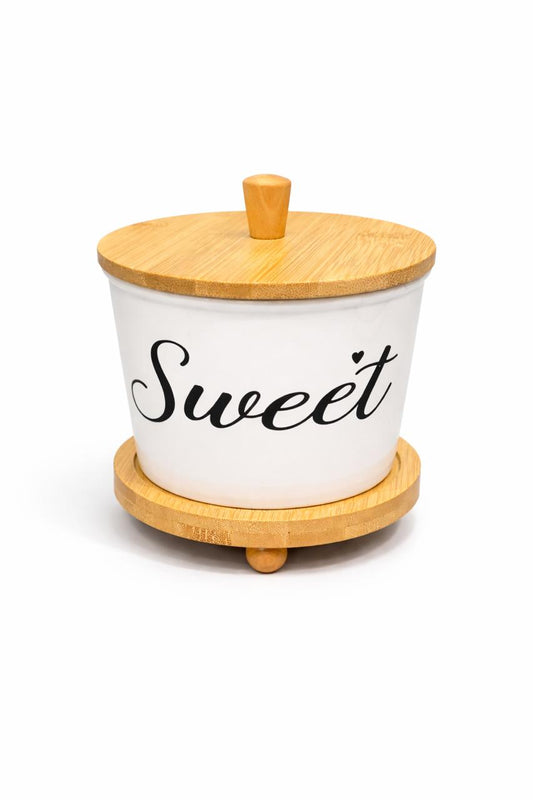Sweet Porcelain Storage Jar with Bamboo Lid