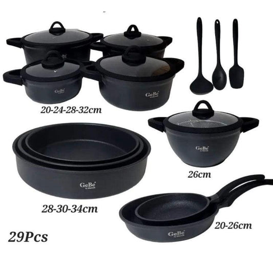 GeBe 29-Piece Premium Cookware Set – Complete Kitchen Solution