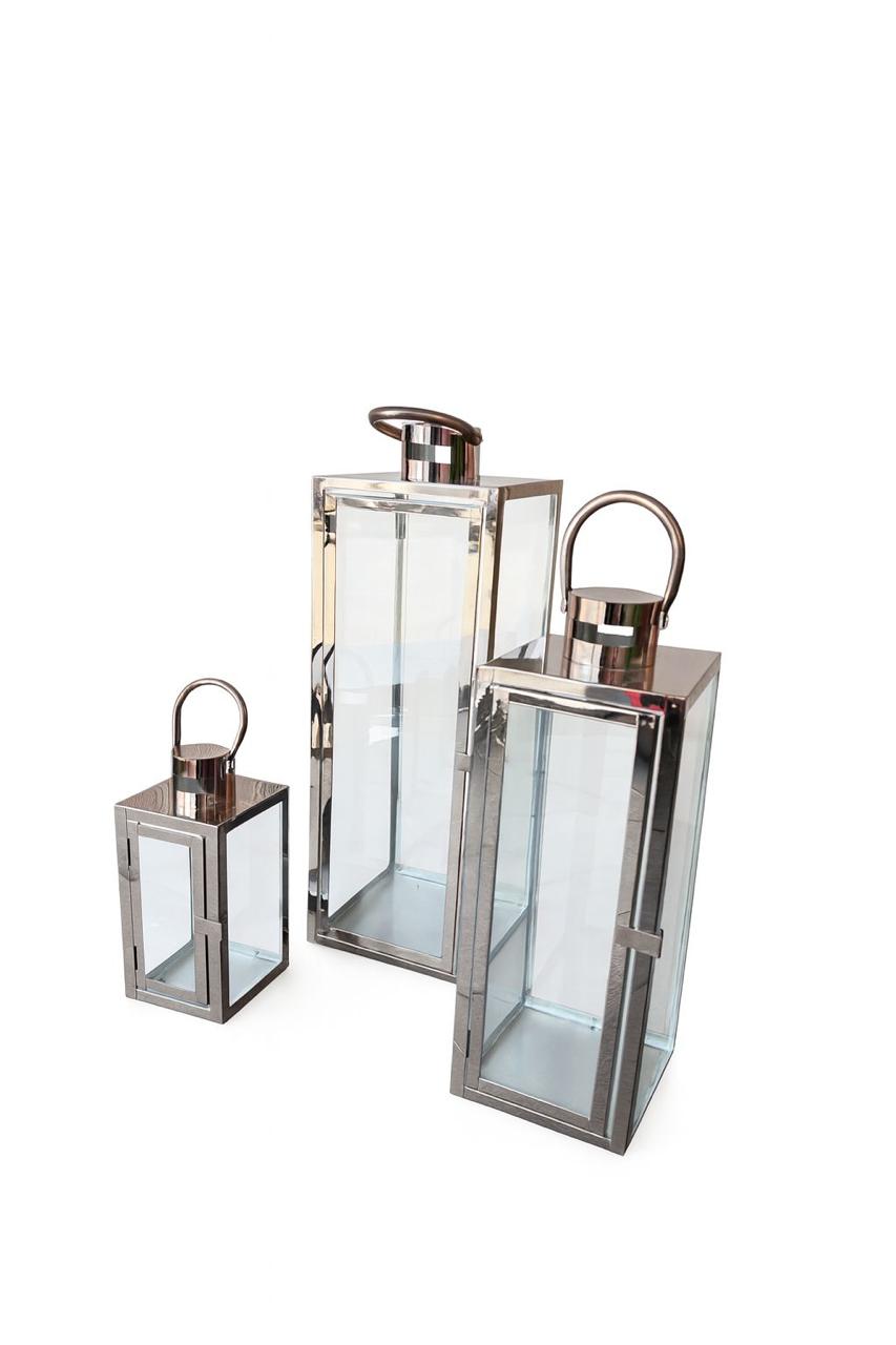 Set of 3 Stainless Steel Lanterns