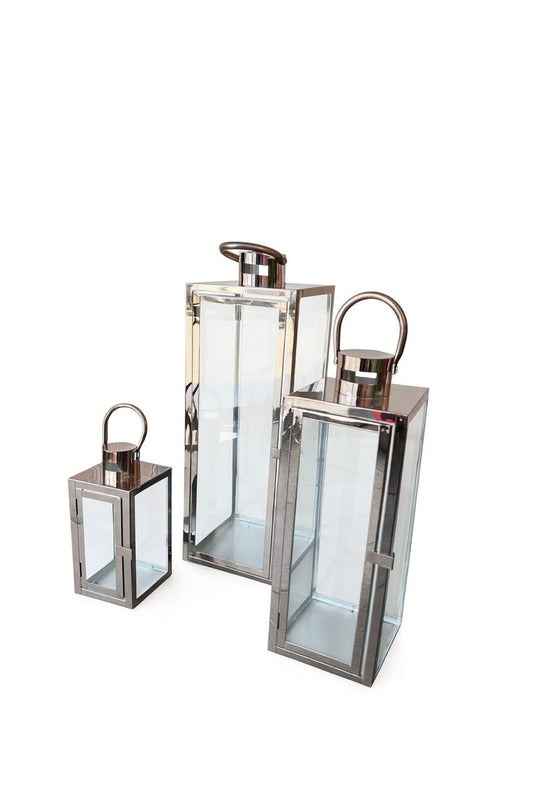 Set of 3 Stainless Steel Lanterns