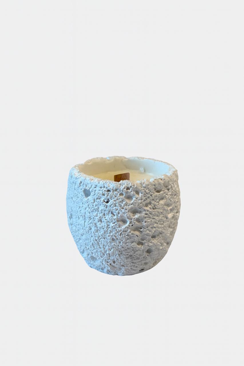 Black Lava Stone Candle with Wooden Wick