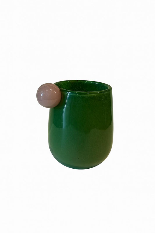 Green Glass Vase with Orb Accent