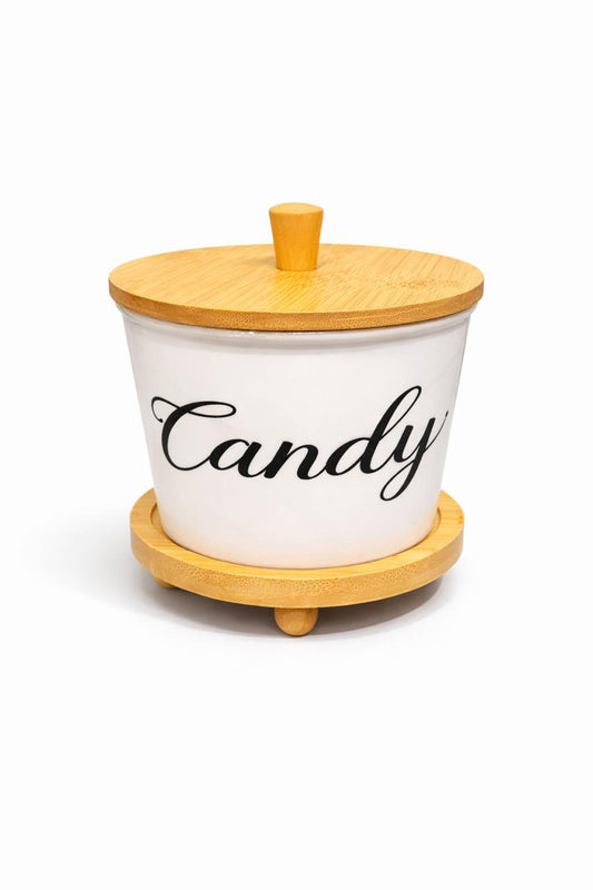 Candy Porcelain Storage Jar with Bamboo Lid