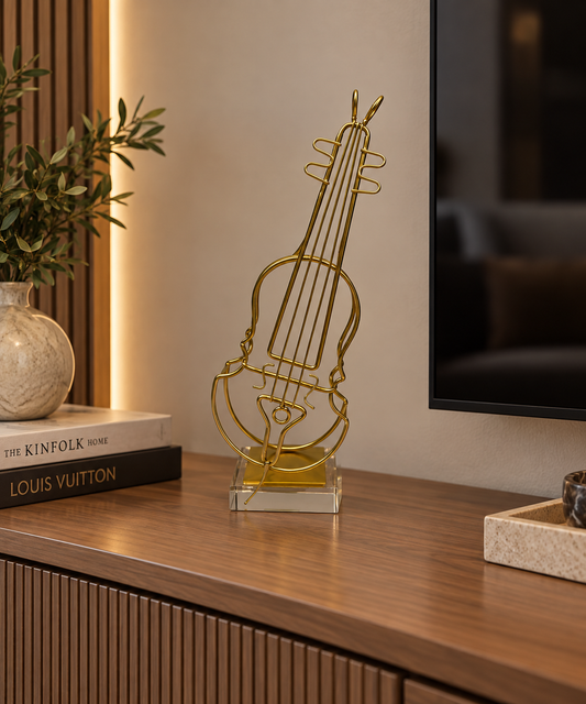 Golden Wire Violin Sculpture
