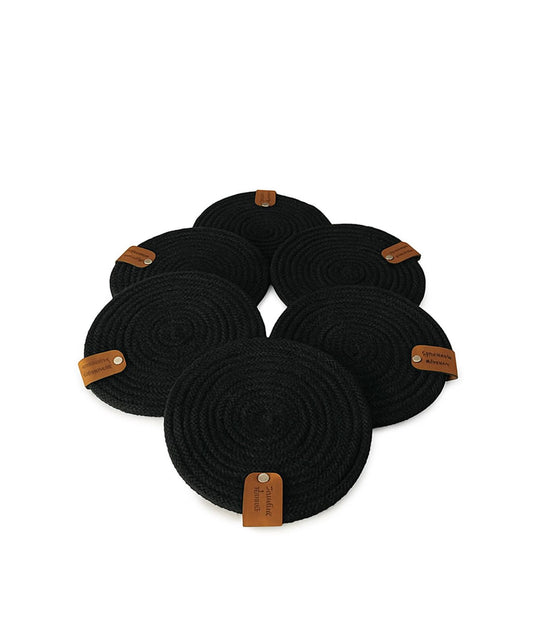 Black Braided Under Glass – Set of 6