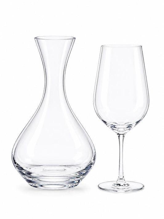 Crystal Wine Carafe & Glass Set of 6