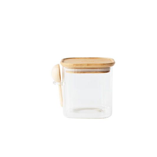 Glass Storage Jar with Wooden Lid & Spoon
