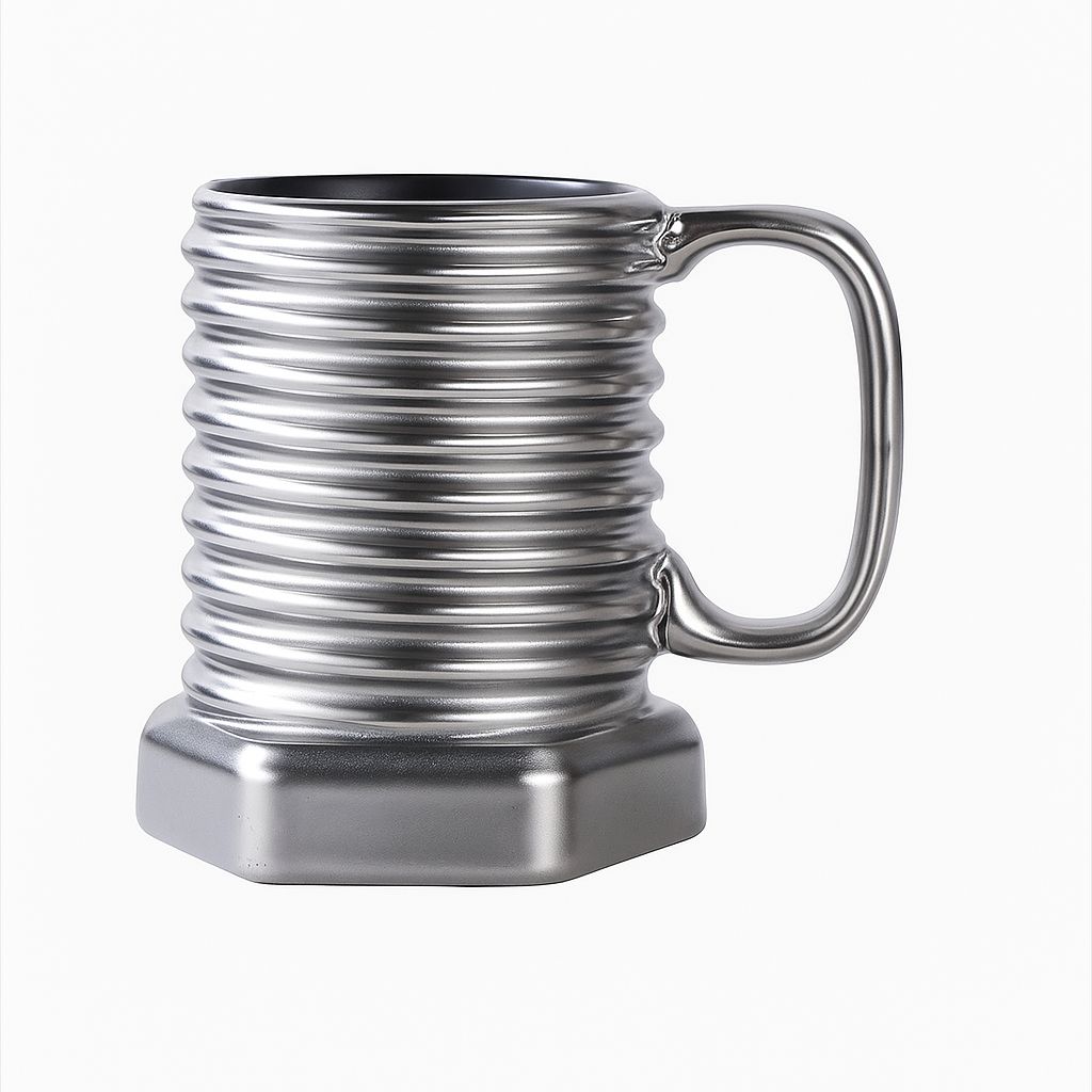 Metallic Gear-Shaped Mug