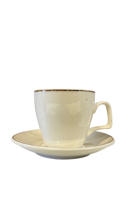 Classic Cream Turkish Coffee Set – 6 Cups with Plates