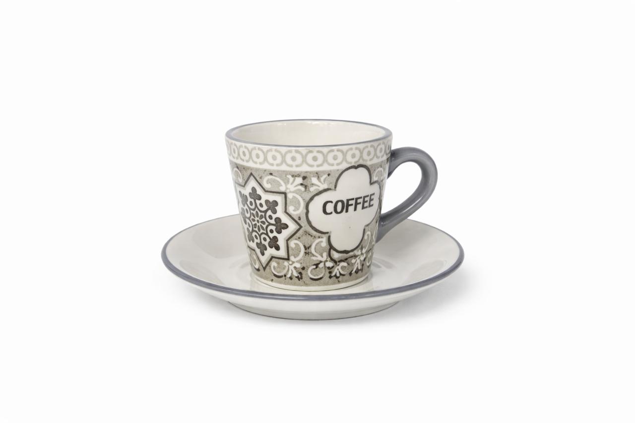 Patterned Coffee Cup & Saucer – Decorative Design Set of 6