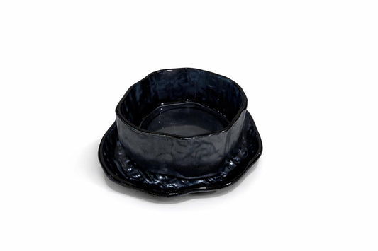 Black Meghle Bowl with Saucer Set of 6