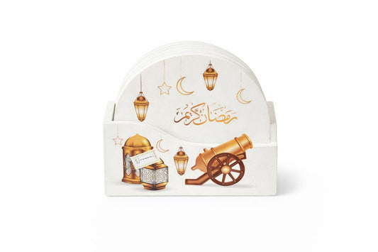 Ramadan Kareem Decorative Coaster Set with Holder