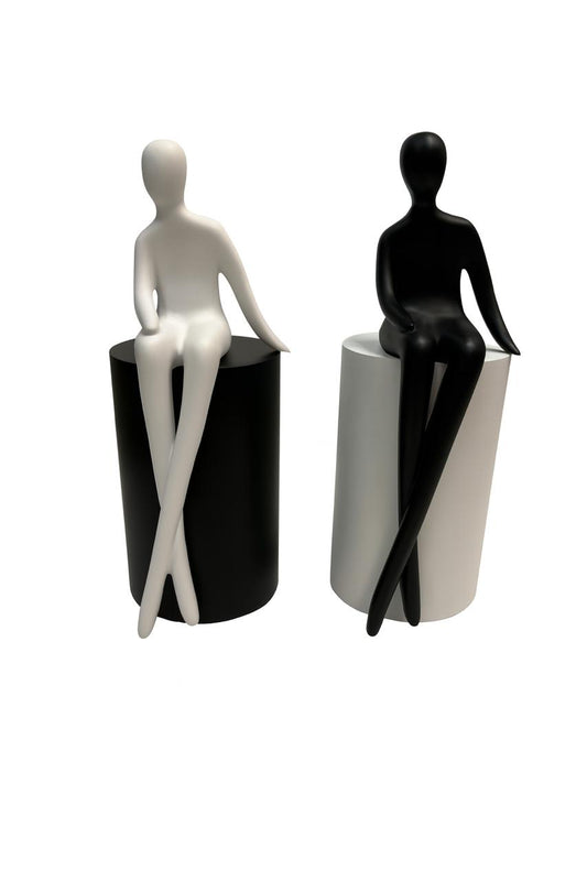 Black & White Sitting Abstract Figurines
