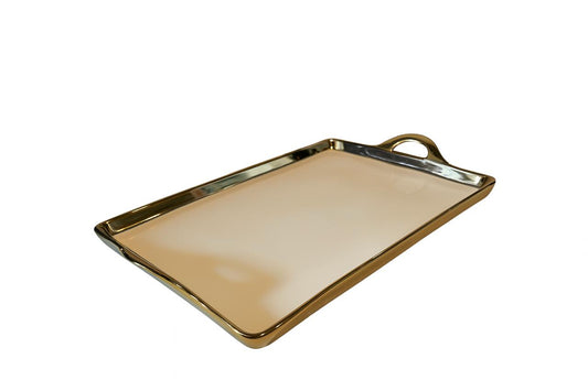 Elegant Rectangular Gold-Plated Serving Tray