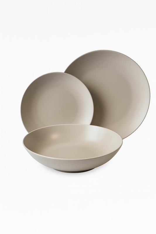 Matte Stoneware Dinnerware Set – Contemporary Taupe
