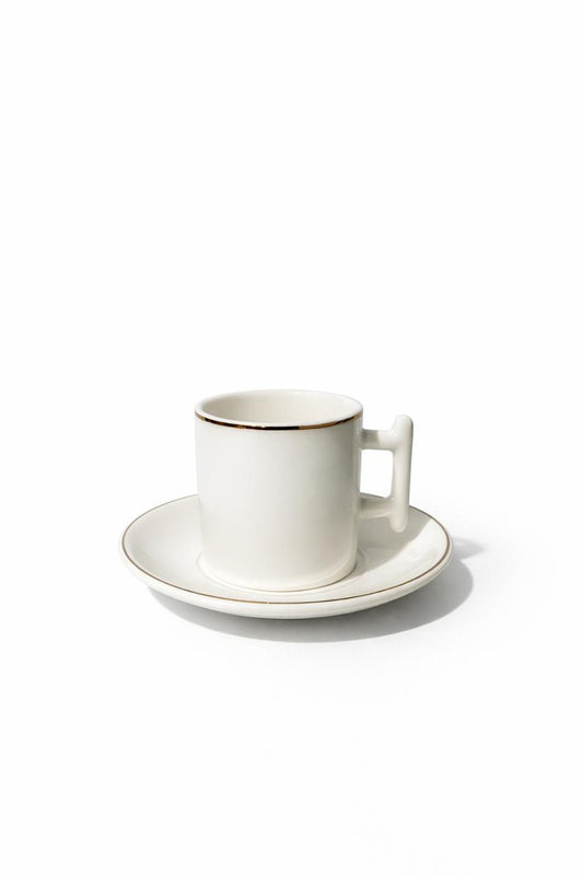 Elegant Minimal Coffee Cup & Saucer Set – Set of 6