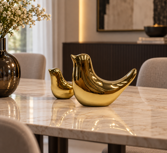 Luxurious Gold Bird Figurines – Set of 2