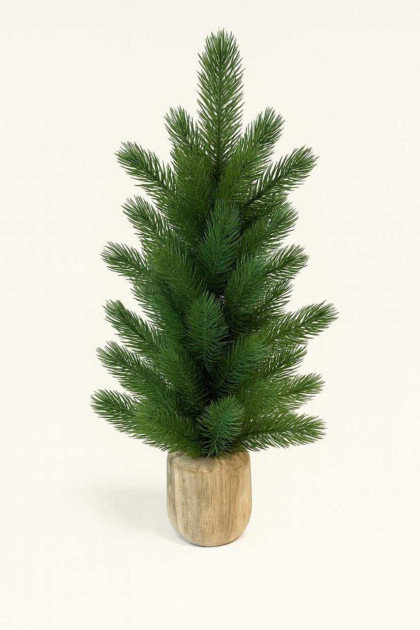 Artificial Pine Tree in Wooden Pot