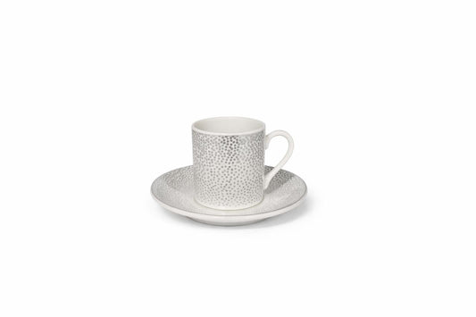 Textured Coffee Cup & Saucer – Dotted Pattern Set of 6