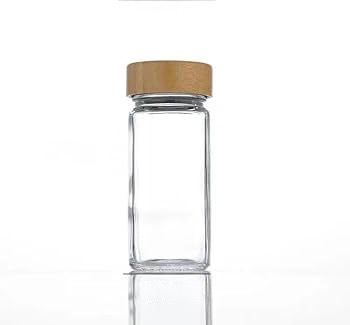Glass Spice Jar with Wooden Lid set of 6