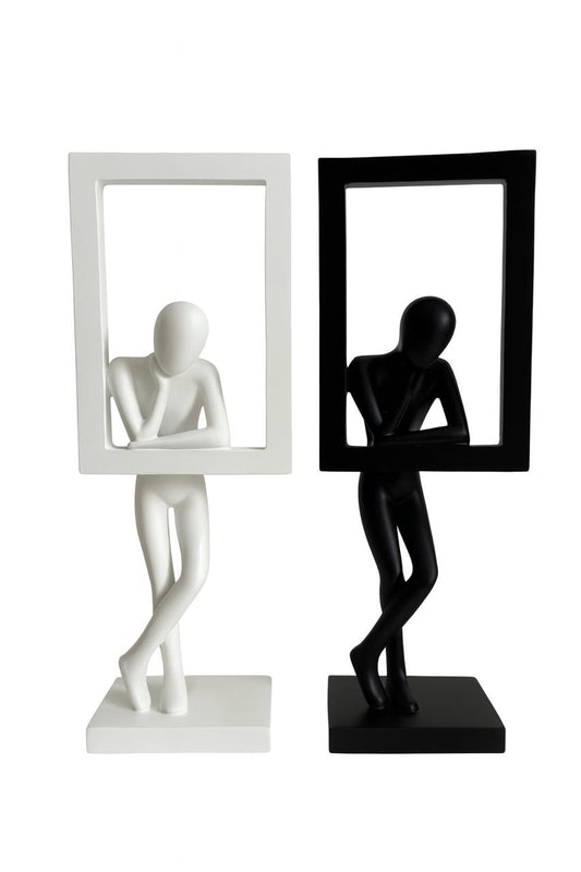 Black & White Framed Thinker Sculptures