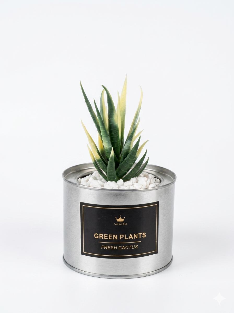 Artificial Cactus Plant in Metal Decorative Pot