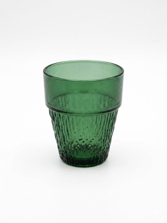 Textured Green Glass Tumbler set (6 Pieces)