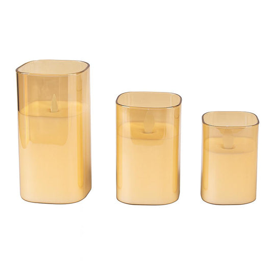 Smoky Glass LED Candle Set (3 Pieces)